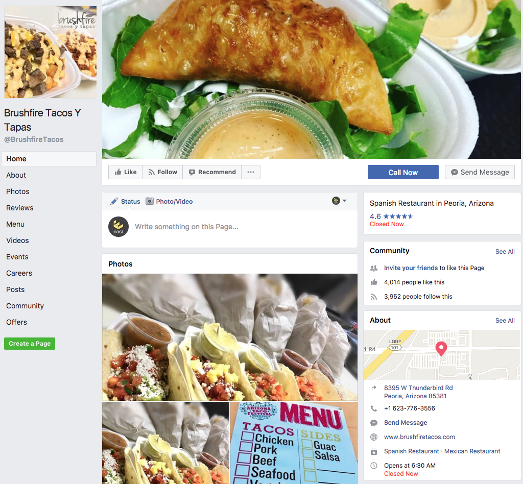 How to Use Location Marketing on Facebook and Instagram for Your Business - Facebook Page example