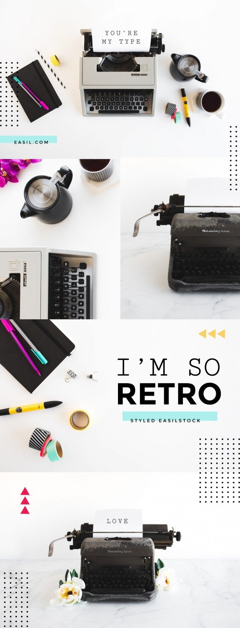 Retro styled stock with typewriter