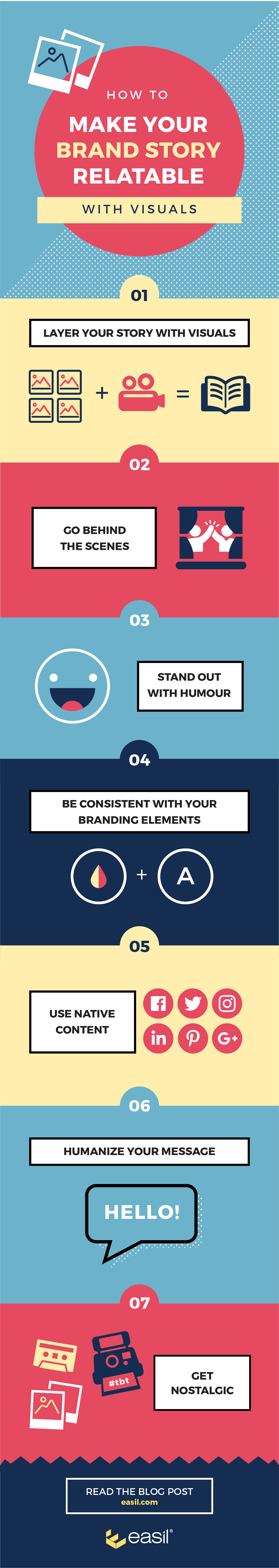 7 tips for making your brand story relatable with graphics infographic