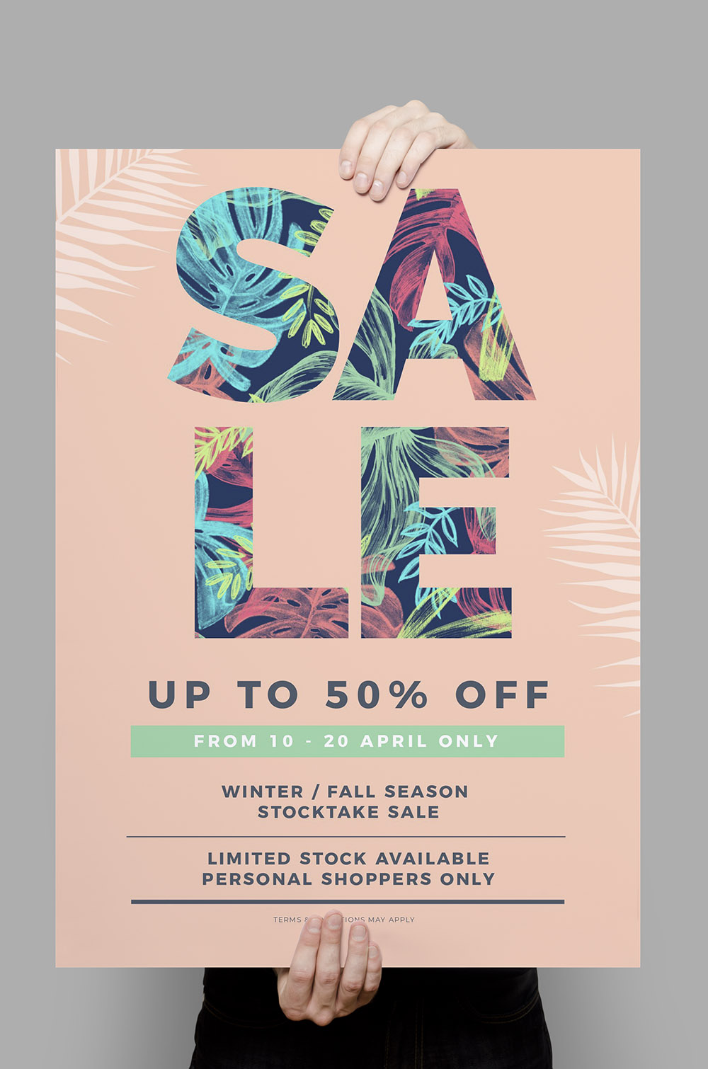 Tropical Sale Poster using Text Mask Effect - Image in Text Poster Designs 10 Ways - Hack Your Visual Design Series 