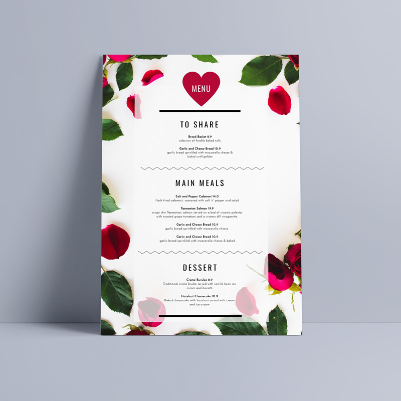 Create a special Valentine's Day Promotion menu template