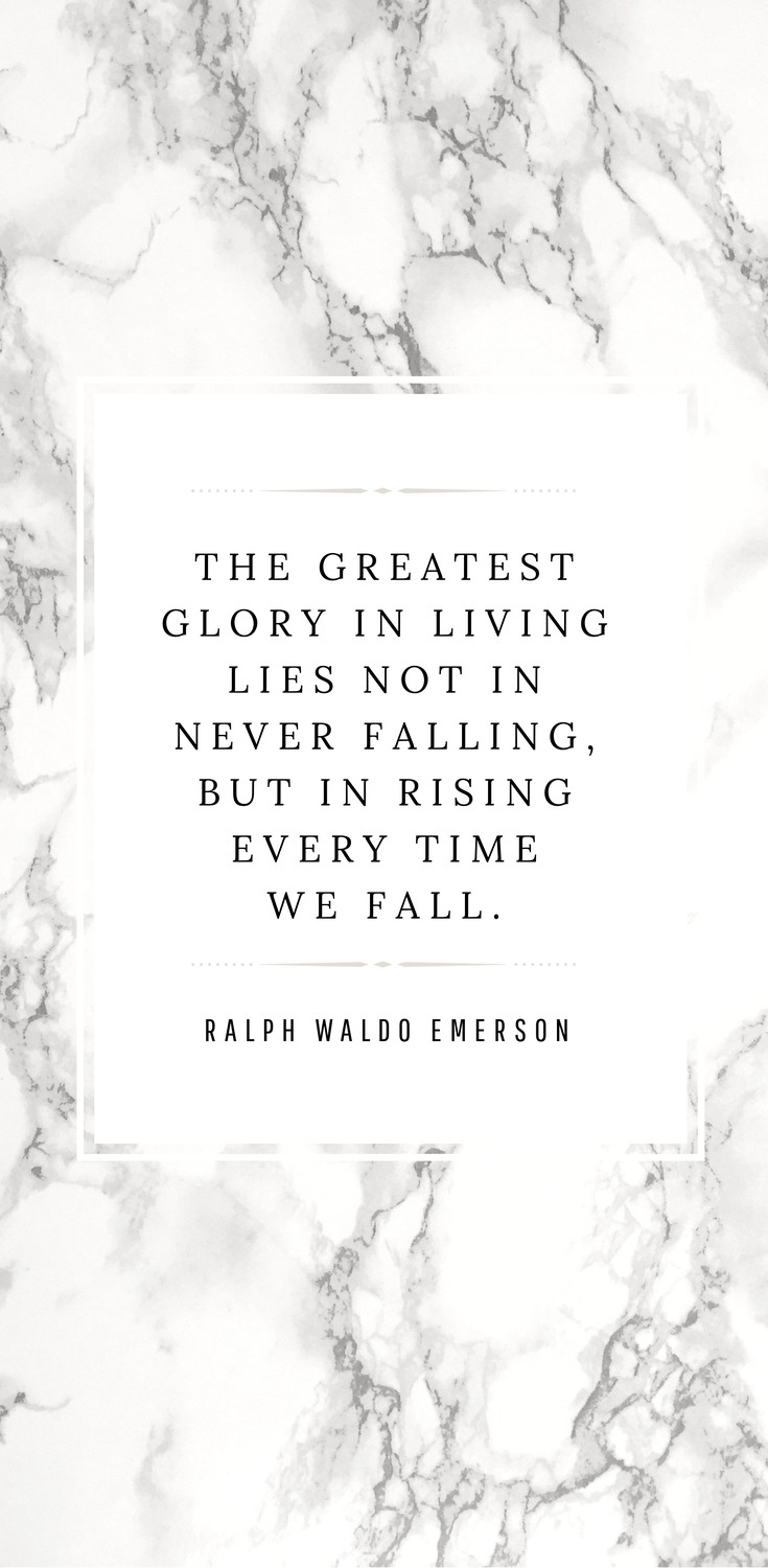 The greatest glory in living lies not in never falling, but in rising every time we fall. - Ralph Waldo Emerson - 52 Inspirational Picture Quotes on Failure that will Make You Succeed + FREE Graphic Quote Templates.